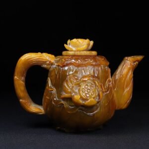Antique Rhinoceros Horn Teapot – 'Purity and Radiance' Masterpiece