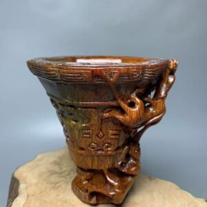 Antique Rhinoceros Horn Libation Cup – Master Carving Artifact